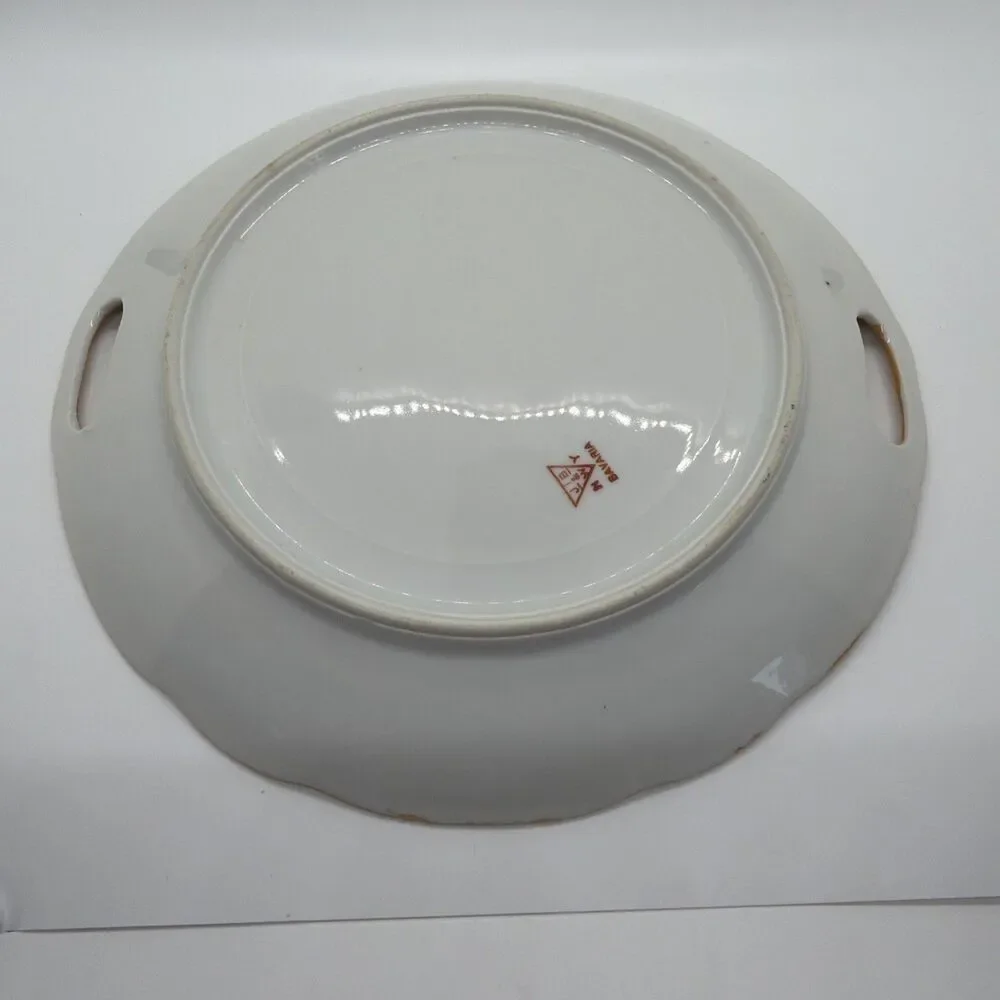 Vintage Bavaria Floral Porcelain Decorative Serving Plate With Handles